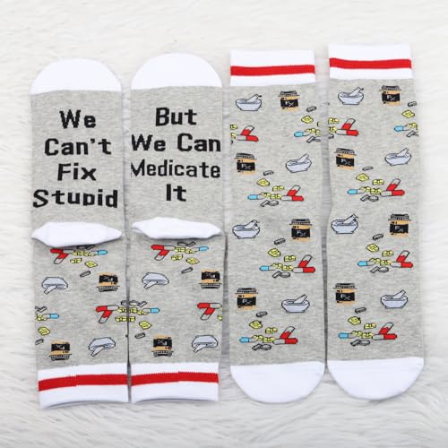 PXTIDY Pharmacist Socks 2 Pairs - We Can Medicate It Gift