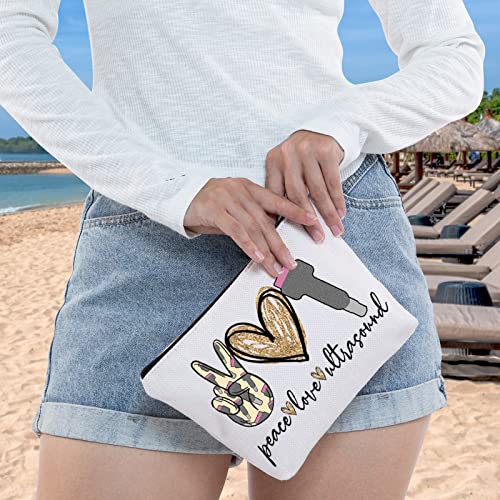 Peace Ultrasound Makeup Bag - Sonographer Gift Canvas Zipper Pouch