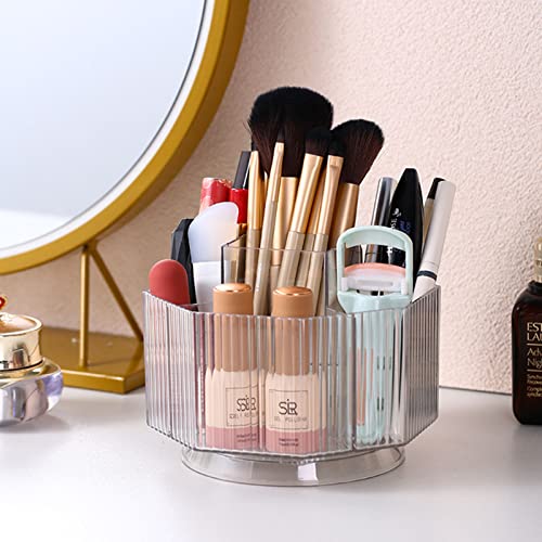 360° Rotating Makeup Brush Holder - Clear Cosmetic Organizer