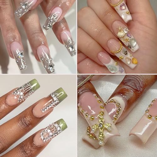 3D Nail Beads Set with Magnet Picker Tool - Gold & Silver Caviar Beads