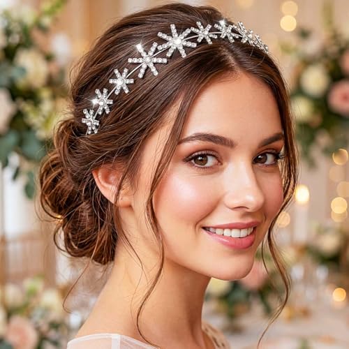 Campsis Silver Rhinestone Headband - Elegant Bridal Hair Accessory