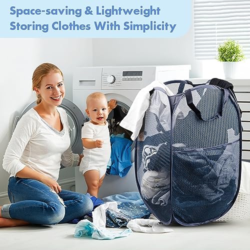 DUCOO 70L Pop Up Laundry Hamper - Collapsible Mesh Basket, 2-Pack
