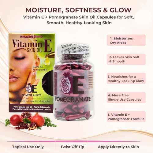 Pomegranate Skin Oil Capsules - Anti-Aging, 90 Count
