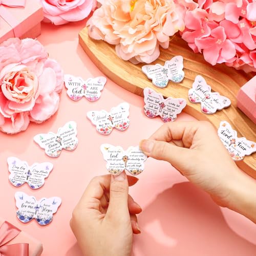 Lothee Butterfly Religious Nail File Set - 80 Pcs Mini Emery Boards with Bible Verse & Butterfly Design