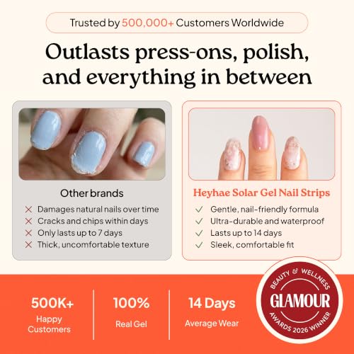 Heyhae Semi-Cured Gel Nail Strips - Pink Glitter Iridescent Manicure Set