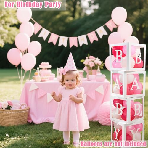 Lovelite Baby Shower Balloon Boxes with Letters - 4 Transparent Decorations