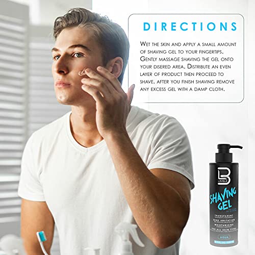 L3 Clear Shaving Gel for Men - Non-Irritating, 16.9 oz