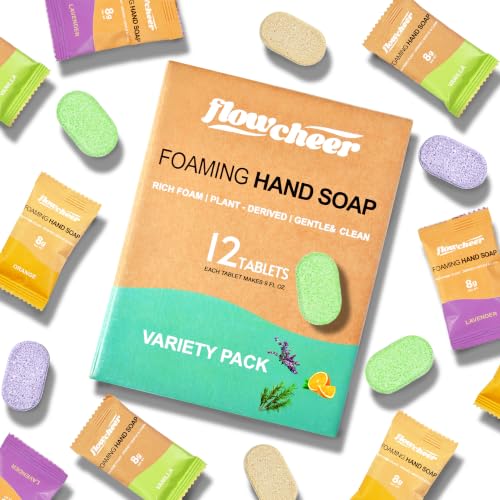Flowcheer Foaming Hand Soap Refill Tablets Variety Pack - Vanilla, Orange, Lavender
