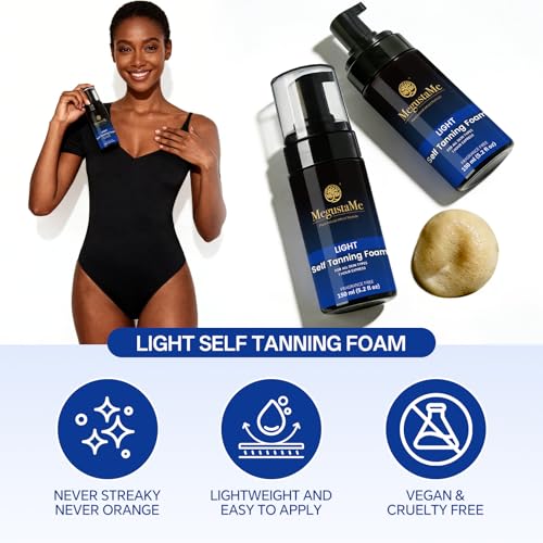 MegustaMe Blue Self Tanning Foam 1 Hour Express Sunless Tan, Natural Light Bronze
