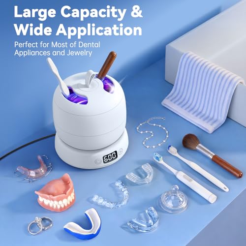 Doporro Ultrasonic Retainer Cleaner - 42kHz Deep Clean for Dentures & Aligners