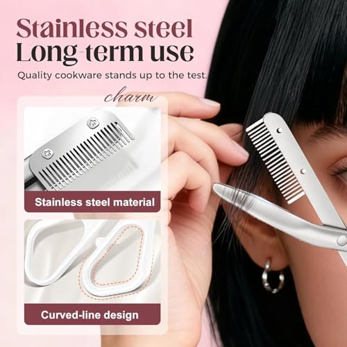 Stainless Steel Eyebrow Trimmer Scissors with Comb for Precision Grooming