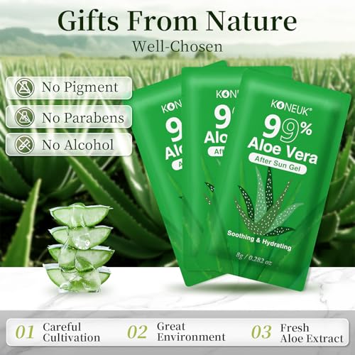 KONEUK 30 Pack Aloe Vera Gel - 99% Pure, Travel-Friendly Skin & Hair Care