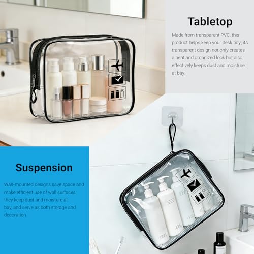 Ezdjozr TSA Approved Clear Toiletry Bag 3pcs Medium Carry-On Travel Organizer