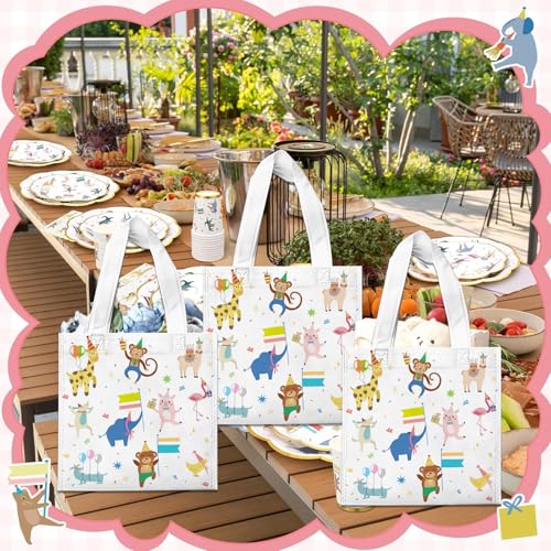 20 Pack Jungle Animal Gift Bags - Reusable Party Favor Bags