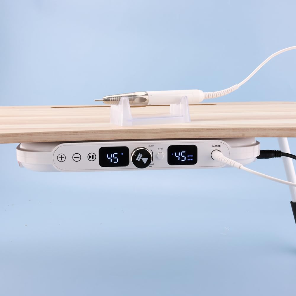 Adjustable Speed 170w Wind Plug in Slim Dust Cleaner Wire Quiet 4500rpm Strong Suction Nail Dust Vacuum with Reusable Filter (White with Pen)