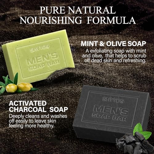SHVYOG Handmade Men's Soap 4-Pack - Exfoliating & Moisturizing