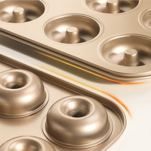 Nonstick 12-Cavity Donut Baking Pan - Carbon Steel Doughnut Molds