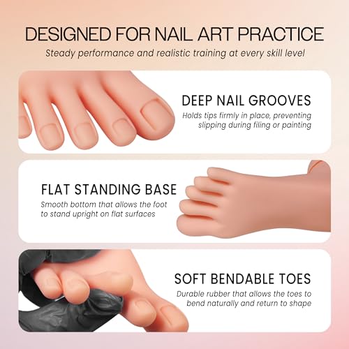 Venuse Practice Foot Model - Flexible Silicone Nail Art Training Foot