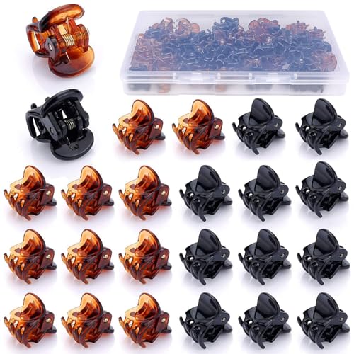 JANYUN 48 Pack Small Hair Claw Clips for Women & Girls - Black & Brown