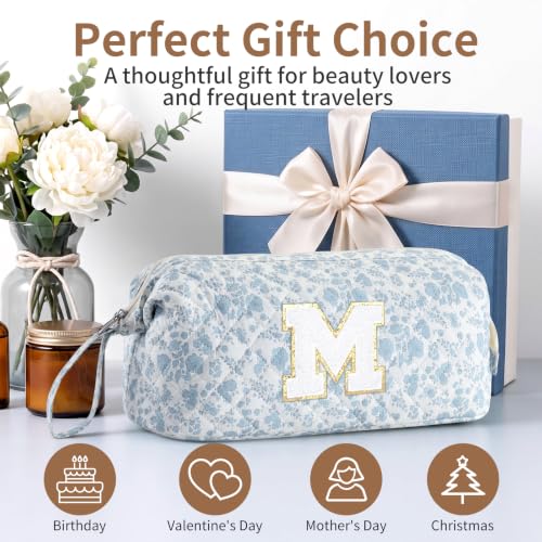 Quilted Hair Tool Travel Bag for Dyson Airwrap & Shark FlexStyle - Blue Floral