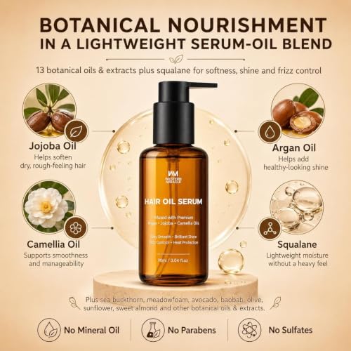 WM Western Miracle Hair Oil for Dry & Frizzy Hair 3.04 Fl Oz – Anti-Frizz Serum