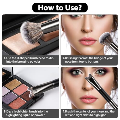 2 in 1 Nose Contour Brush - Dual-Ended U-Shaped Sculpting Brush