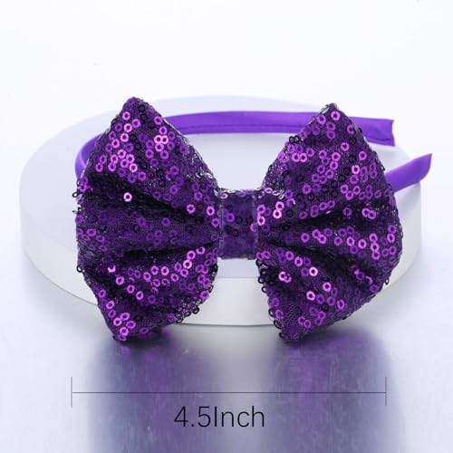 Sparkly Sequin Bow Headband for Girls and Women - Comfortable Glitter Hair Accessory