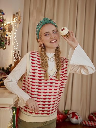 Christmas Tree Bow Crystal Headband for Women - Festive Holiday Hair Accessories