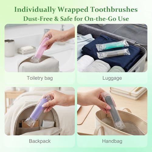 Kocpudu Travel Toothbrush Set - 20-Pack Mini Foldable, Hygienic & Colorful
