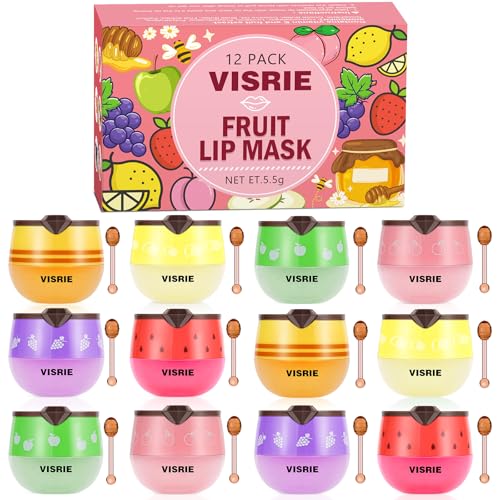 VISRIE Honey Lip Balm 12-Pack - Propolis & Natural Beeswax Flavored Lip Masks