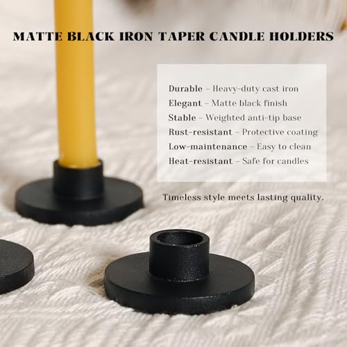 Mini Black Iron Candle Holders for ½ Inch Taper Candles - 6 Pack