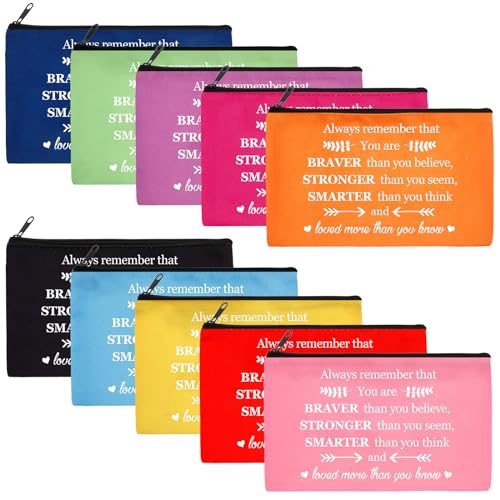 20 Pcs Inspirational Makeup Bags - 'You Are Brave' Cosmetic Pouch Bulk Gift