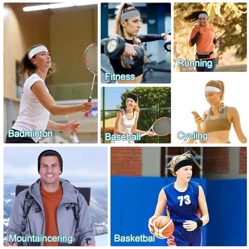 Mabor Non-Slip Wide Sports Headbands for Women & Men - Sweat-Absorbing Hair Accessories