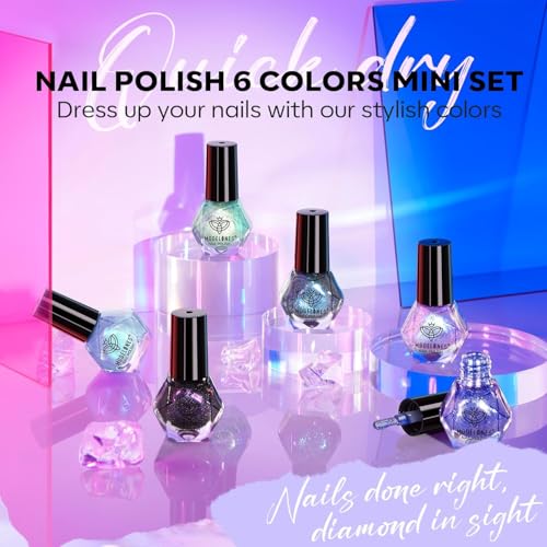 modelones A0 Aurora Galaxy Quick Dry Nail Polish Set - 6 Holographic Colors