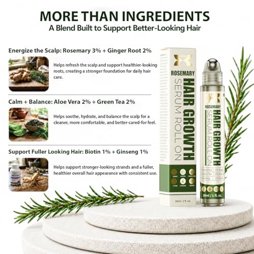 8K8 Hair Growth Serum Roll-On for Thinning Hair with Biotin & Rosemary