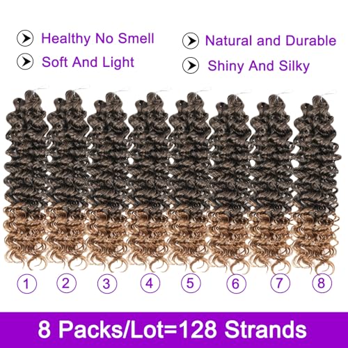 ZRQ 8 Packs GoGo Curl Crochet Hair T27 10 Inch Short Curly Water Wave Synthetic Extensions