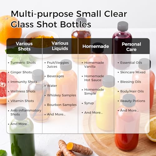 16 Pack 2 oz Clear Glass Bottles with Funnel & Labels