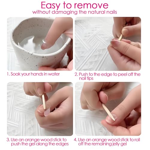 Yellow 40pcs Nail Press-On Adhesive Tabs Kit with Buffers & Orange Sticks