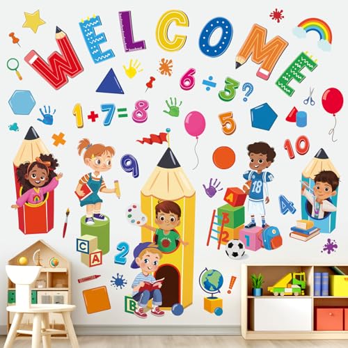 Wondever Reading Corner Wall Decals - Numbers & Shapes for Kids