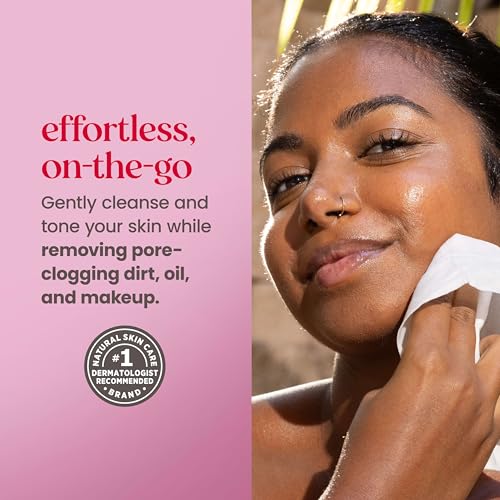 Burt's Bees Micellar Rose Water Facial Towelettes - 30 Count, Plant-Based Makeup Remover Wipes for All Skin Types
