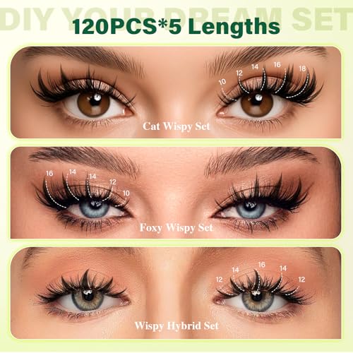 KEYYOU Flora F02 Lash Kit - Wispy Individual Clusters for Flawless Volume