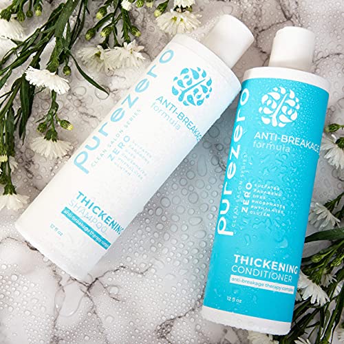 Purezero Thickening Anti-Breakage Shampoo & Conditioner Set with Biotin & Caffeine - Hair Loss & Thinning Support, 24 oz