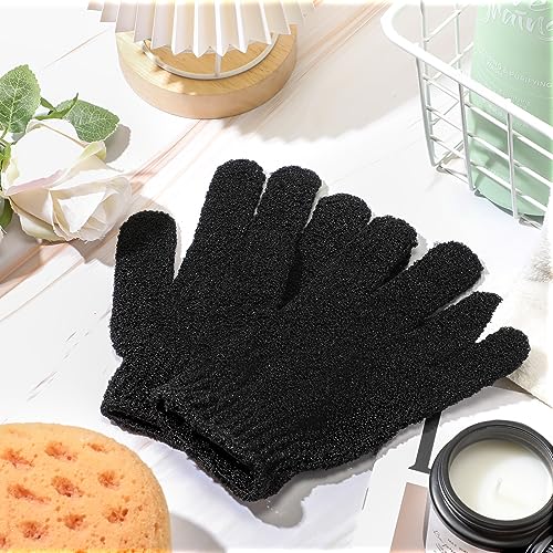 Ramede 30 Pair Exfoliating Gloves Double-Sided Nylon Scrubbers Black