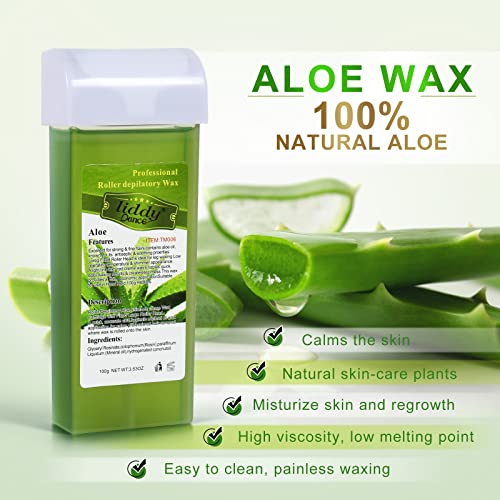 Aloe Vera Hair Removal Wax Refill - Soft Wax Roller Cartridge 4 Pack