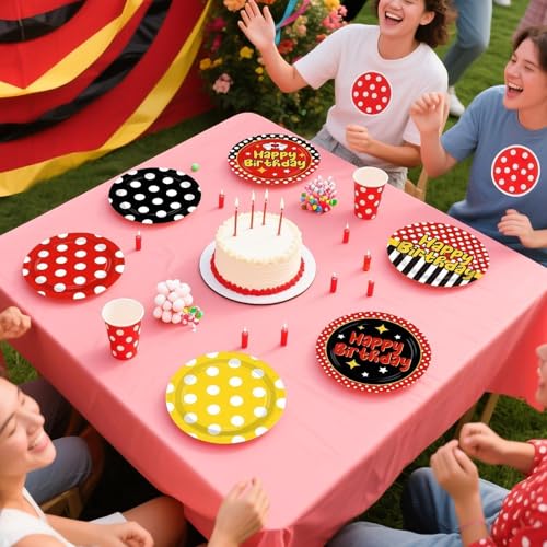 60Pcs Cartoon Mouse Birthday Paper Plates - 9" Heavy Duty Disposable Dinnerware
