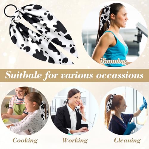 Cow Print 2-Pack Hair Band with Bow & Rubber Band - Mxxipp