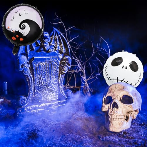 16Pcs Halloween Skull Balloons - Foil Decorations for Parties