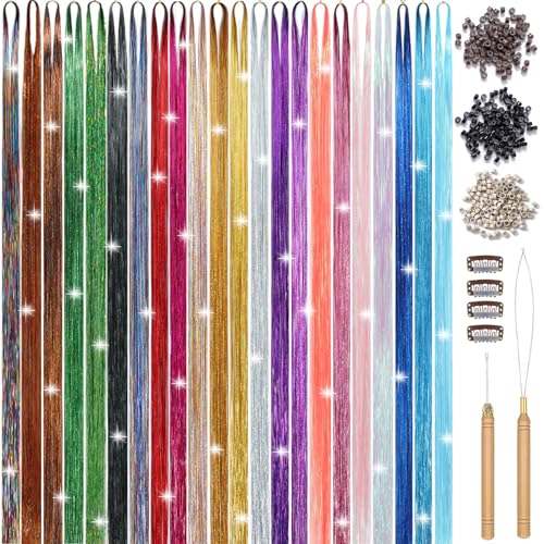 22 Color Hair Tinsel Kit - 8800 Strands Glitter Extensions