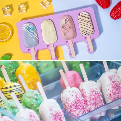 Ozera Silicone Popsicle Molds Set - 2 Pack with 50 Sticks & Bags