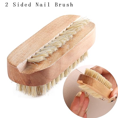 Fcozpjk Bamboo Nail Brush Set - 2Pcs Flexible Bristle Scrubber